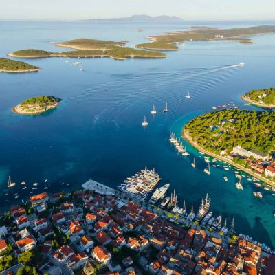 Aerial View of the Old Town of Hvar in Croatia