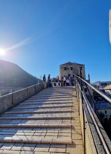 Mostar - iconic old town with famous bridge in Bosnia and Herzegovina. popular tourist destination